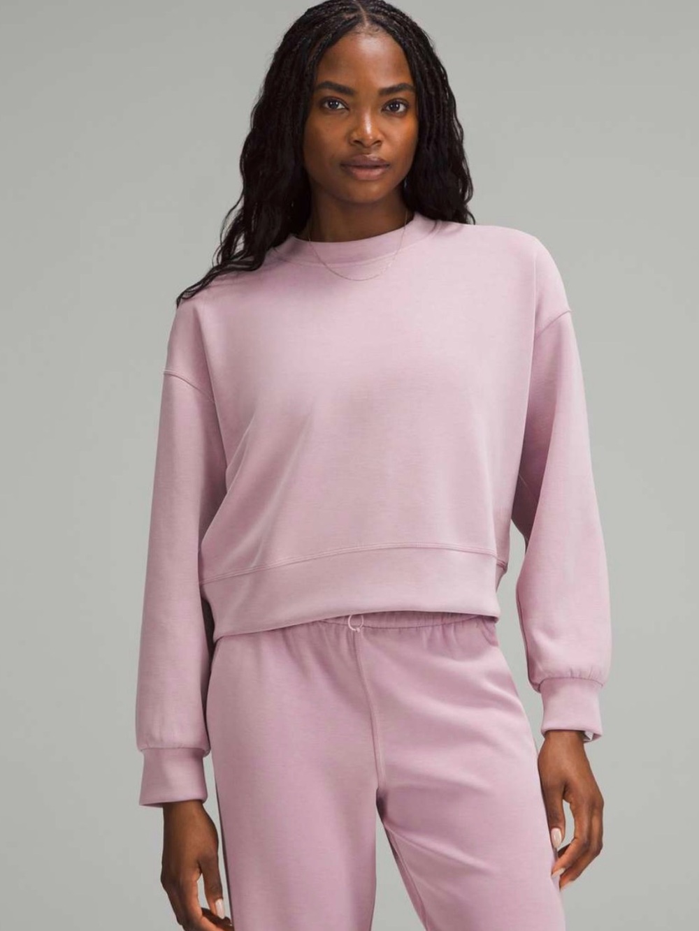 Lululemon Softstreme Perfectly Oversized Cropped Crew In Rose Blush